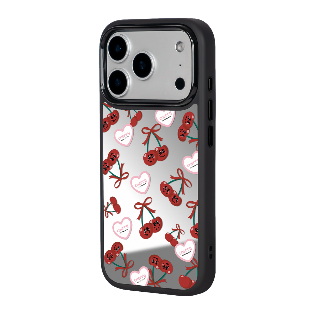 Sweet Cherry Pattern 黑邊鏡面手機殼2.0｜MagSafe 兼容