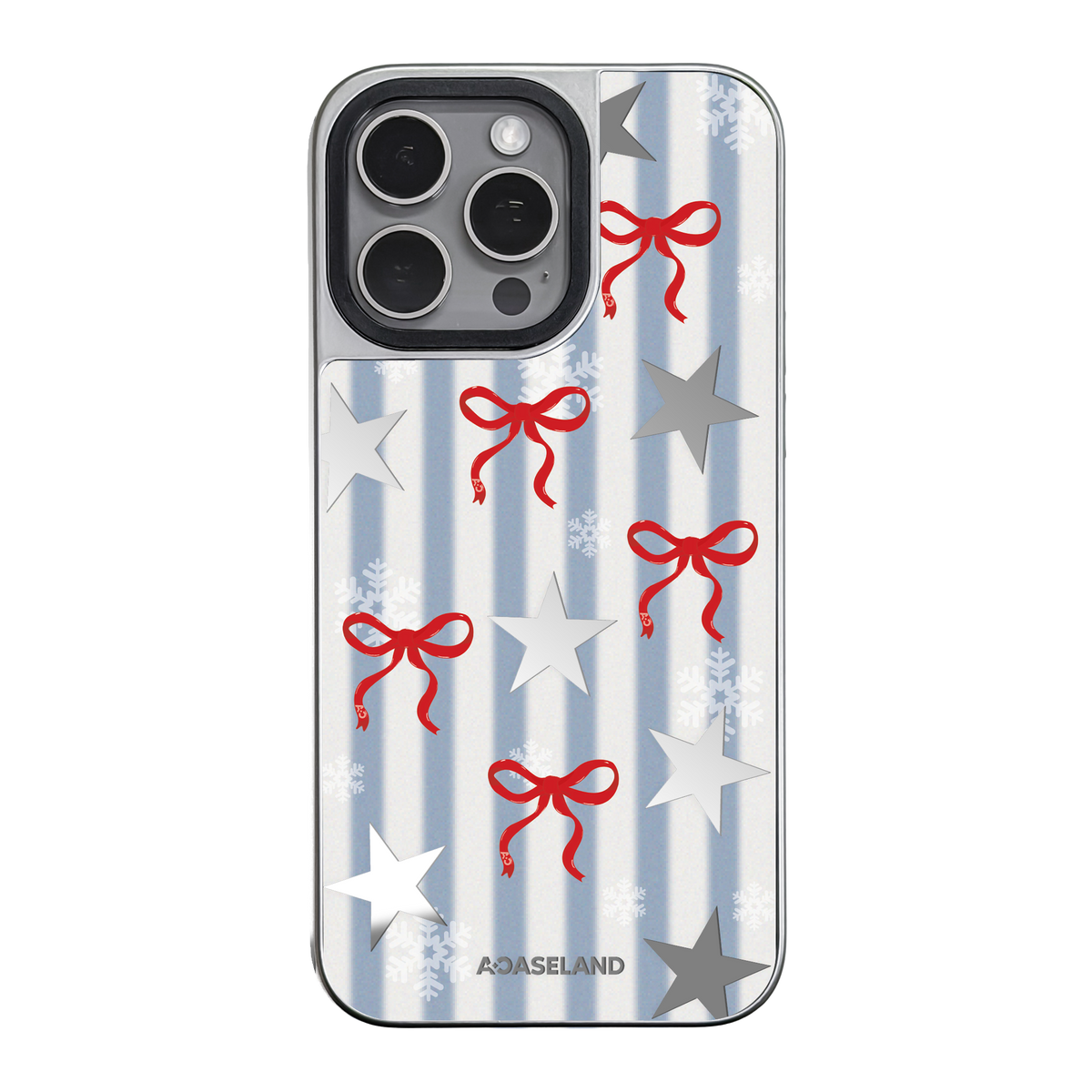 Starry Snow Ribbon 銀邊鏡面手機殼｜MagSafe 兼容