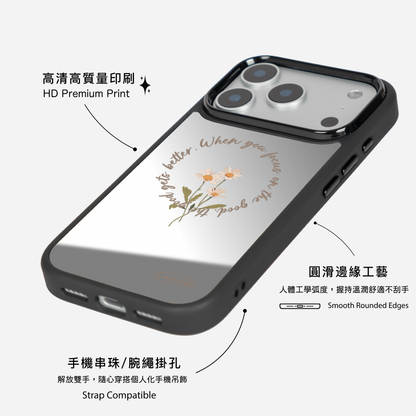 復古小花環 黑色邊鏡面手機殼2.0｜MagSafe 兼容