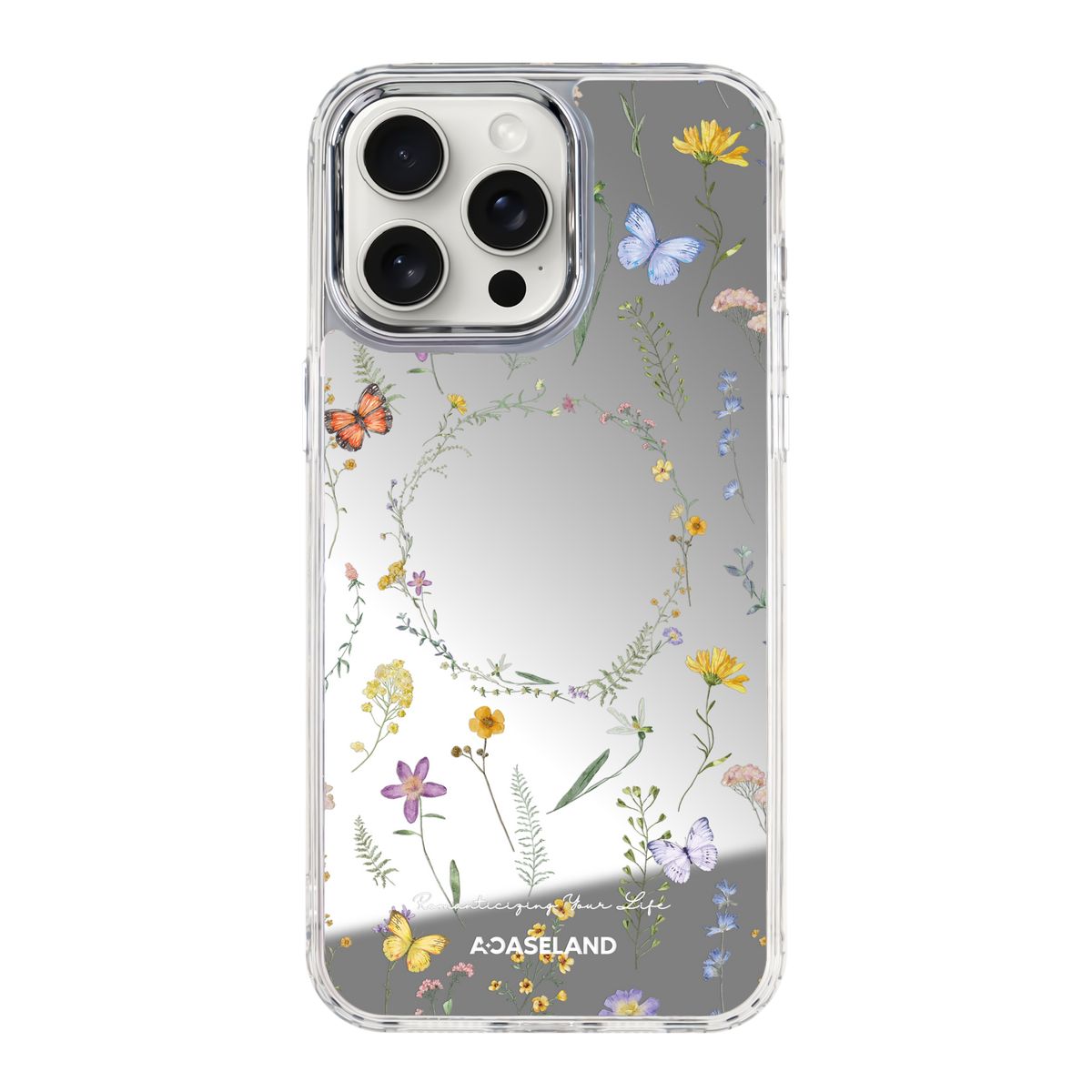 Butterfly x Wildflowers 透明邊鏡面手機殼