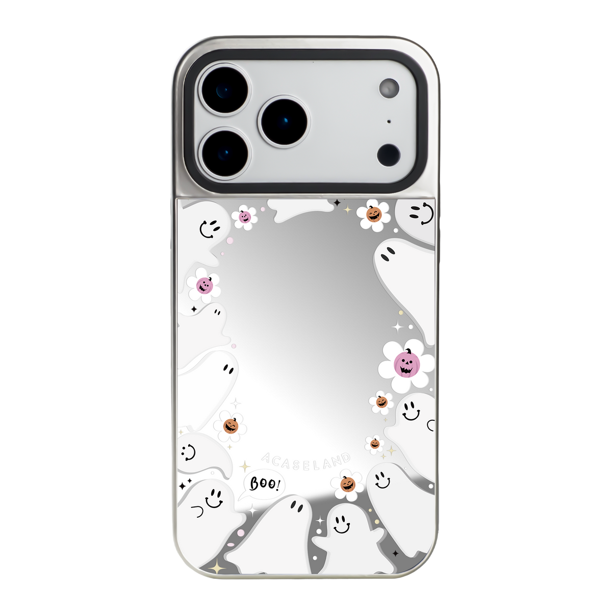 Ghost Party 銀邊鏡面手機殼｜MagSafe 兼容