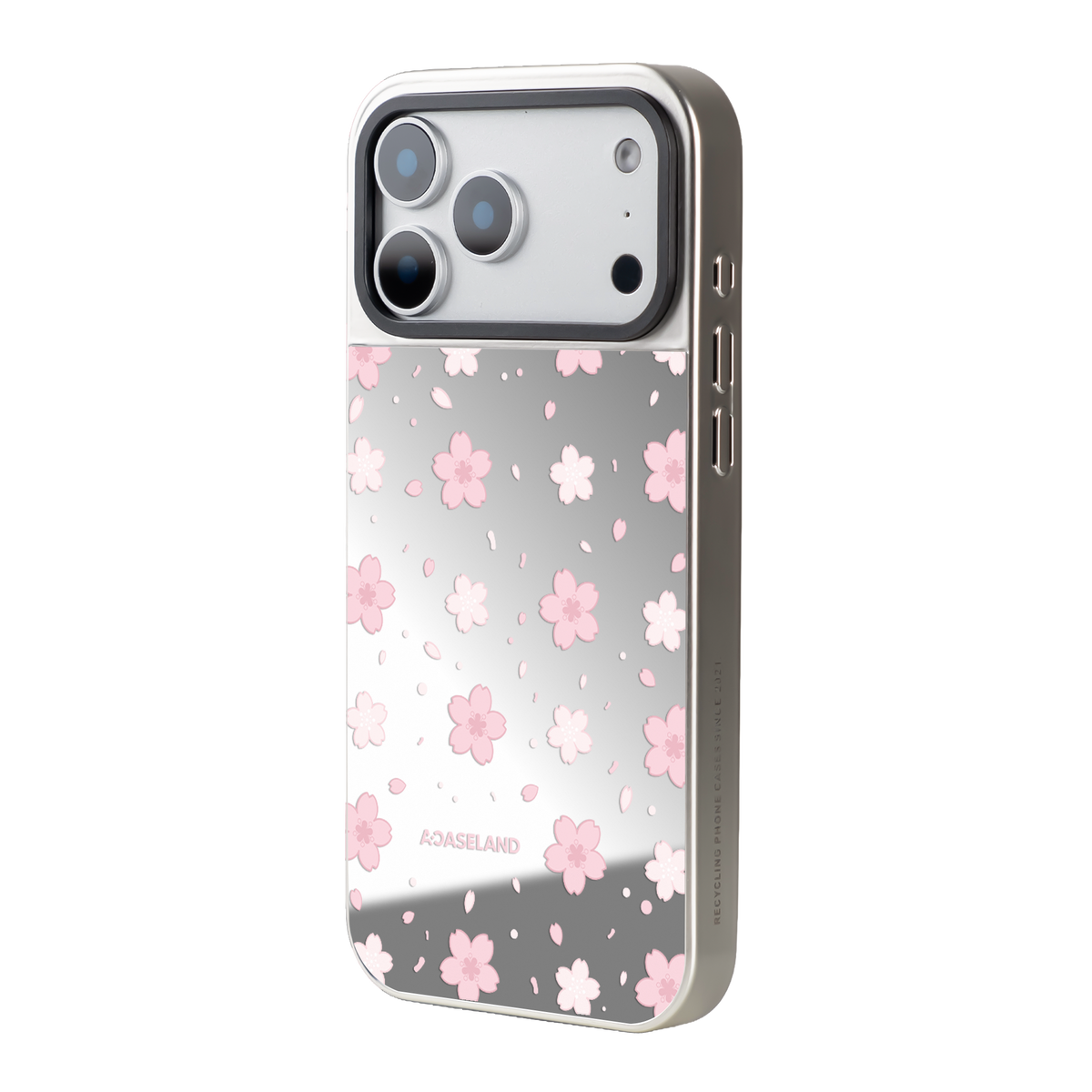 櫻花 Sakura Ver.2 銀邊鏡面手機殼｜MagSafe 兼容｜客製化文字
