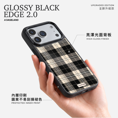 經典黑白色格｜黑邊手機殼 2.0・霧面｜MagSafe 兼容