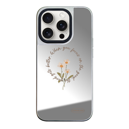 復古小花環 銀邊鏡面手機殼｜MagSafe 兼容
