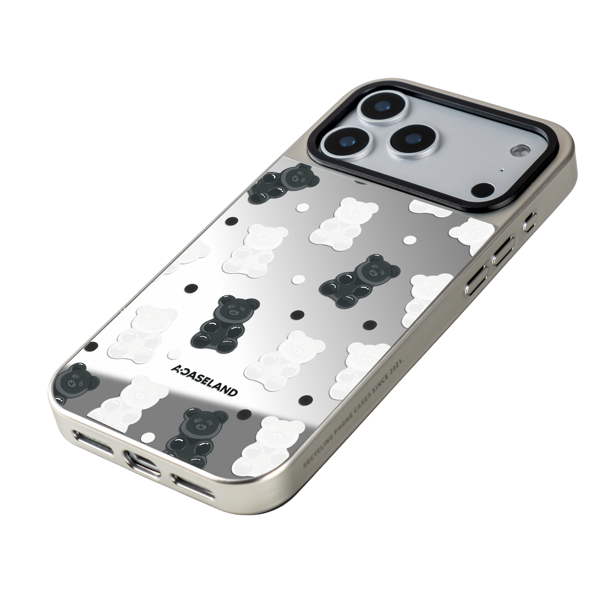 Dotty Mono Gummy Bear 銀邊鏡面手機殼｜MagSafe 兼容