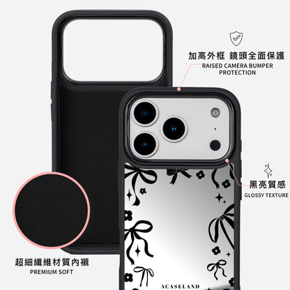 絲帶蝴蝶結框 黑邊鏡面手機殼2.0｜MagSafe 兼容