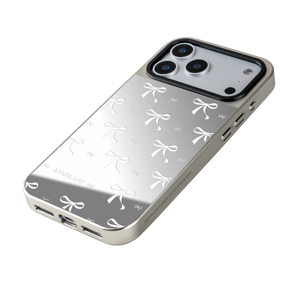 蝴蝶結 White Ver. 銀邊鏡面手機殼｜MagSafe 兼容