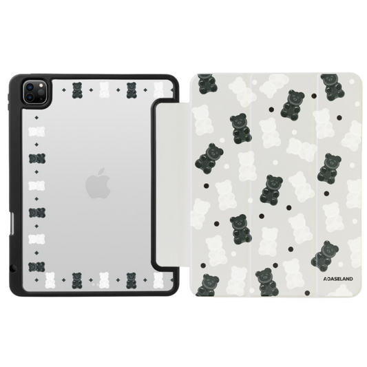 Dotty Mono Gummy Bear iPad 三折式亞加力保護殻 (帶筆槽)
