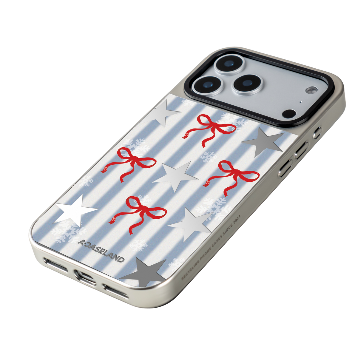 Starry Snow Ribbon 銀邊鏡面手機殼｜MagSafe 兼容