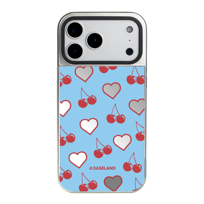 Cherry Hearts 銀色邊鏡面手機殼｜MagSafe 兼容