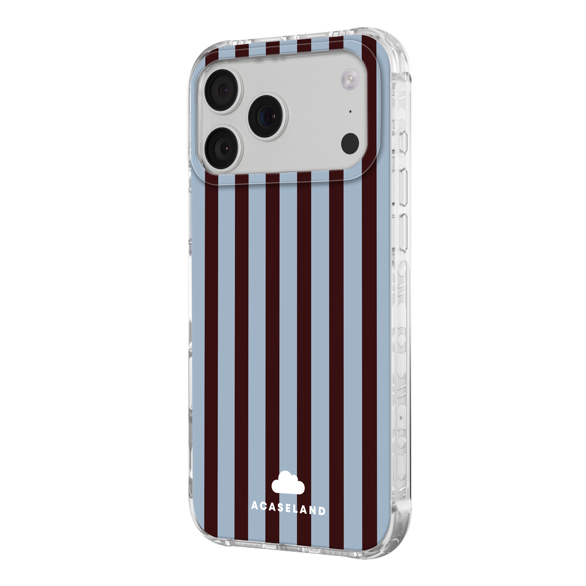 Vintage Stripes 霧藍×深焦糖棕 氣墊防摔手機護殼｜MagSafe 兼容