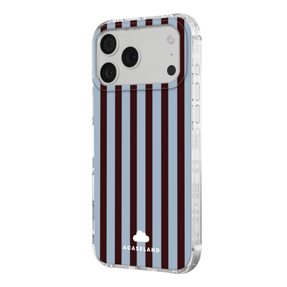 Vintage Stripes 霧藍×深焦糖棕 氣墊防摔手機護殼｜MagSafe 兼容