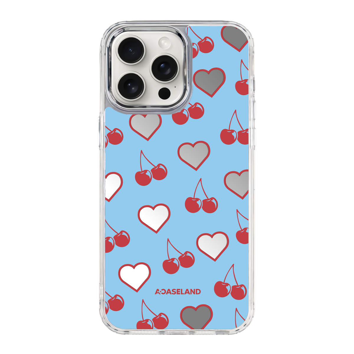 Cherry Hearts 透明邊鏡面手機殼