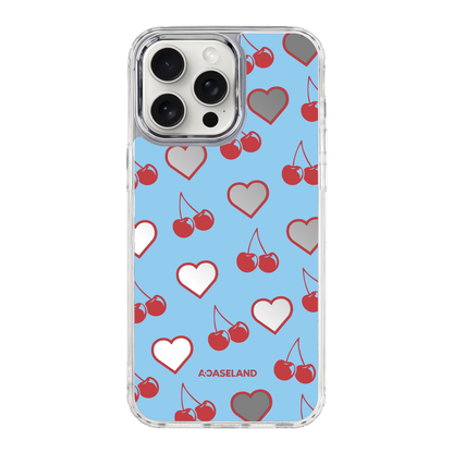 Cherry Hearts 透明邊鏡面手機殼