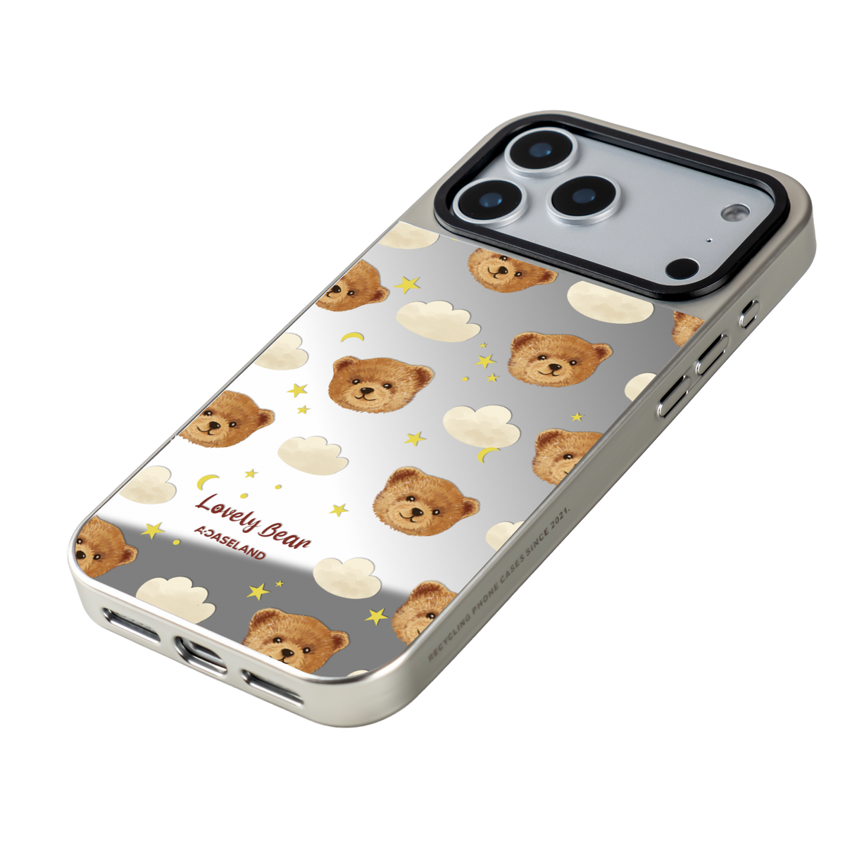 Lovely Bear 銀邊鏡面手機殼｜MagSafe 兼容