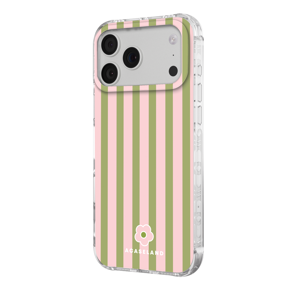 Vintage Stripes 果綠×櫻粉 氣墊防摔手機護殼｜MagSafe 兼容
