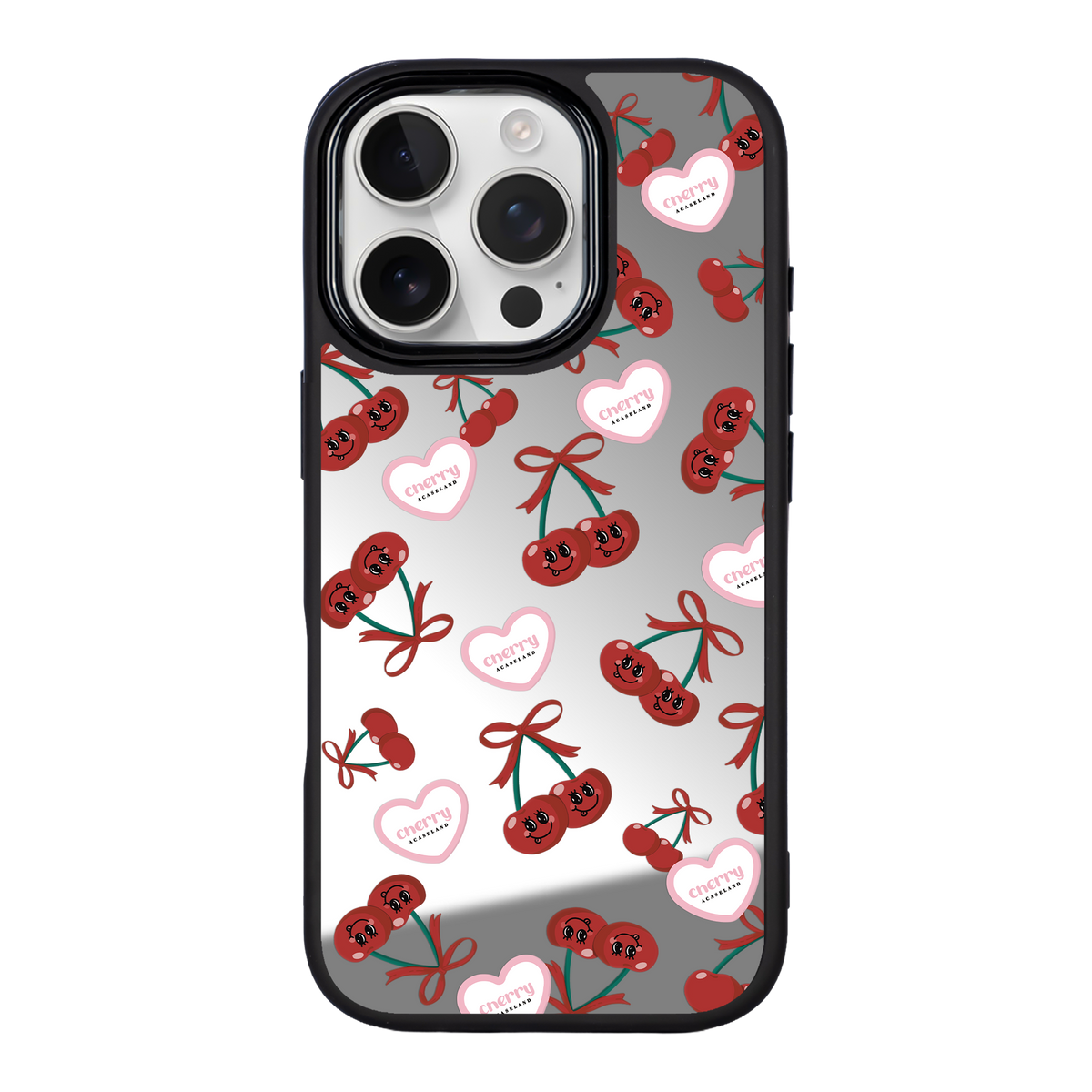 Sweet Cherry Pattern 黑邊鏡面手機殼2.0｜MagSafe 兼容