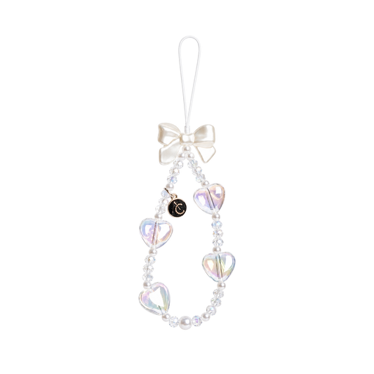 LOVE Heart Bowtie Crystal 手機串珠掛繩