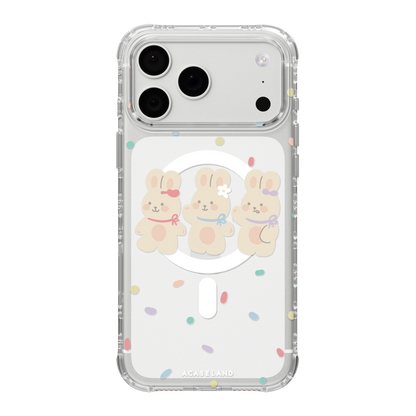 Three Bunny Pals 氣墊防摔手機護殻｜MagSafe 兼容｜客製化文字