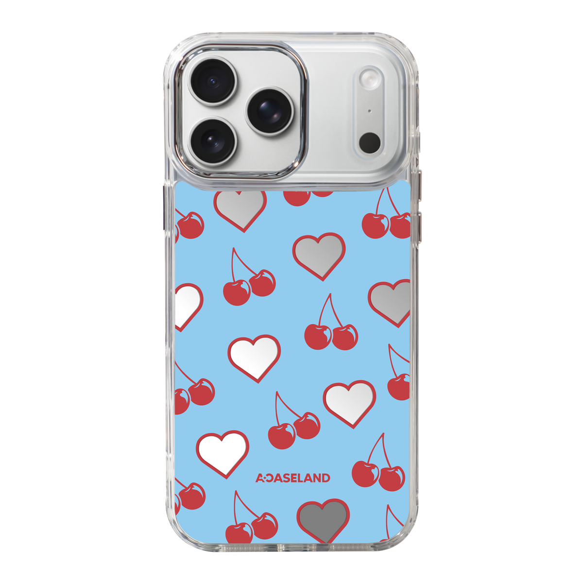 Cherry Hearts 透明邊鏡面手機殼