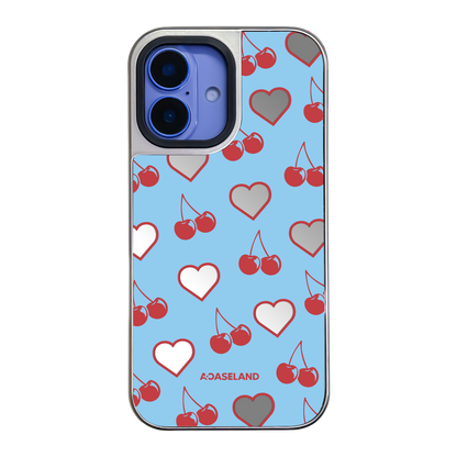 Cherry Hearts 銀色邊鏡面手機殼｜MagSafe 兼容