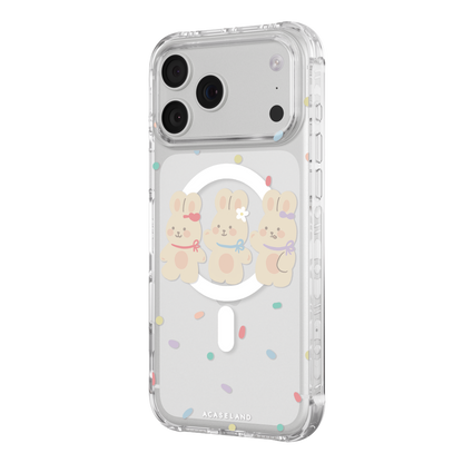 Three Bunny Pals 氣墊防摔手機護殻｜MagSafe 兼容｜客製化文字