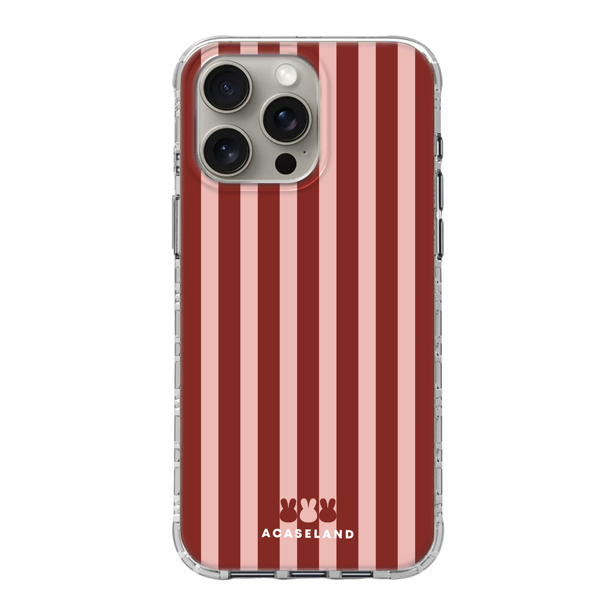 Vintage Stripes 櫻粉×酒紅 氣墊防摔手機殼｜MagSafe 兼容