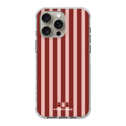 Vintage Stripes 櫻粉×酒紅 氣墊防摔手機殼｜MagSafe 兼容