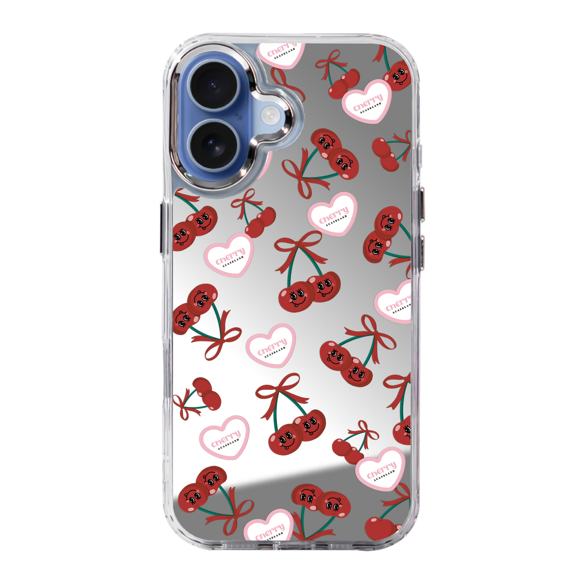Sweet Cherry Pattern 透明邊鏡面手機殼