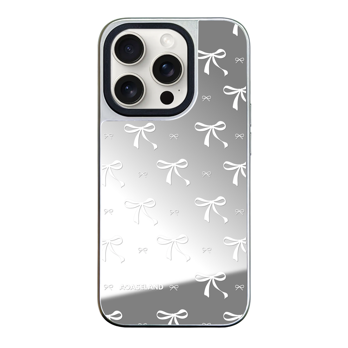 蝴蝶結 White Ver. 銀邊鏡面手機殼｜MagSafe 兼容