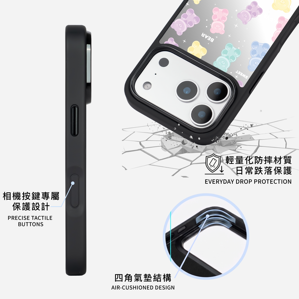熊仔軟糖 黑邊鏡面手機殼2.0｜MagSafe 兼容