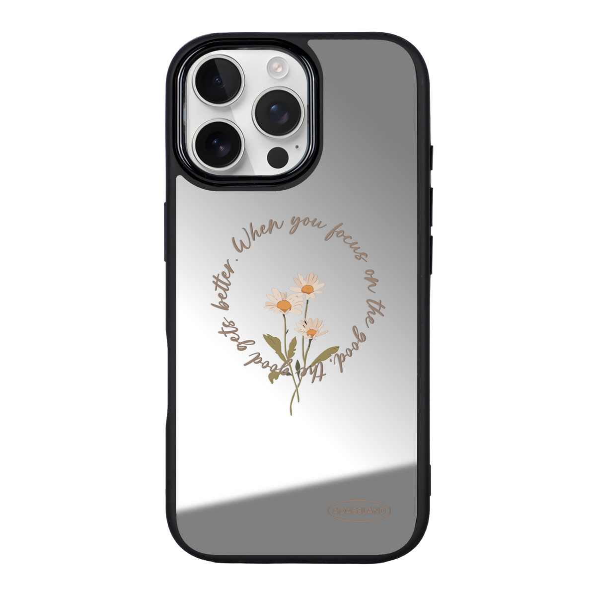 復古小花環 黑色邊鏡面手機殼2.0｜MagSafe 兼容