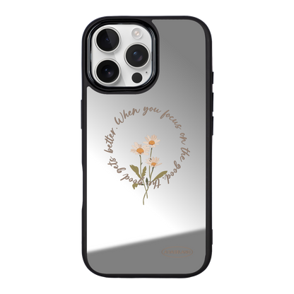 復古小花環 黑色邊鏡面手機殼2.0｜MagSafe 兼容