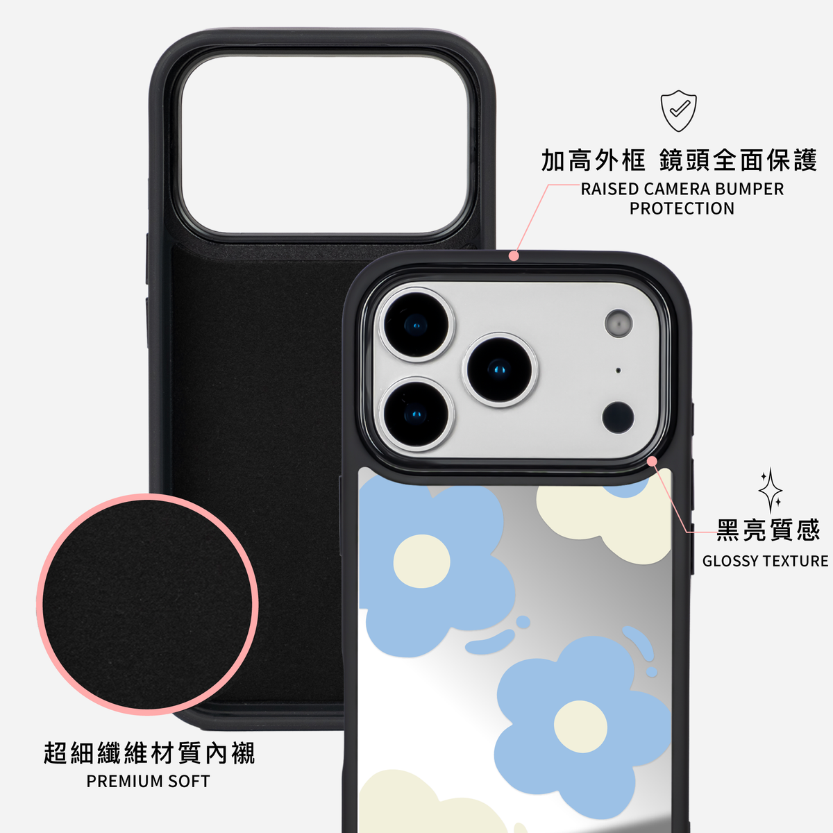 Hello! Flowers 黑邊鏡面手機殼2.0｜MagSafe 兼容