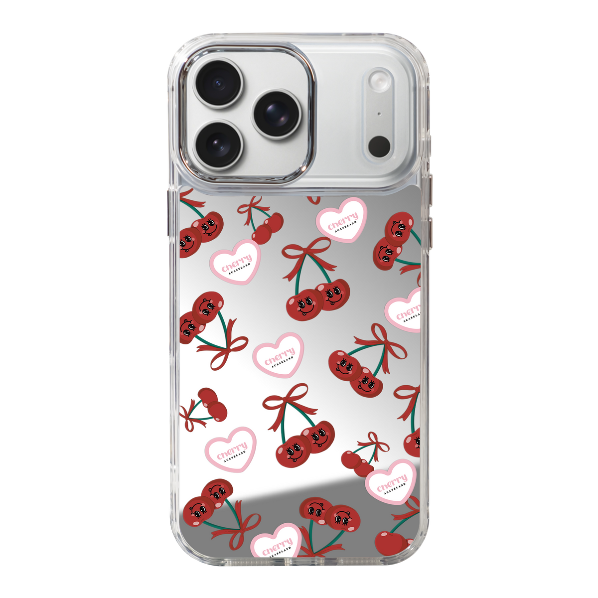 Sweet Cherry Pattern 透明邊鏡面手機殼
