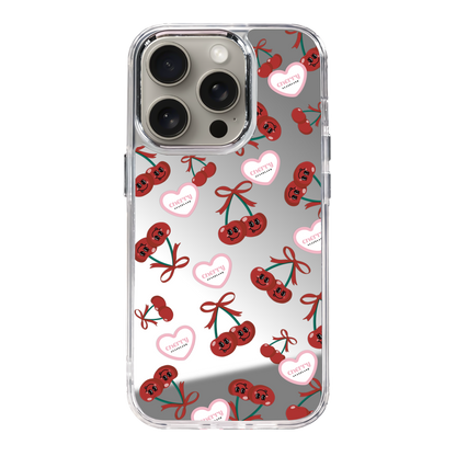 Sweet Cherry Pattern 透明邊鏡面手機殼