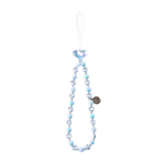 Love Heart Sky Blue 手機串珠掛繩