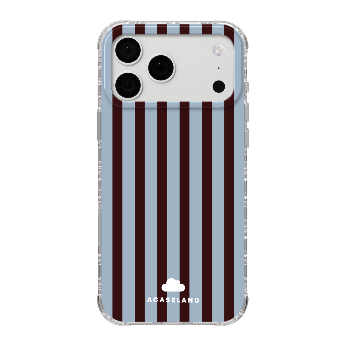 Vintage Stripes 霧藍×深焦糖棕 氣墊防摔手機護殼｜MagSafe 兼容