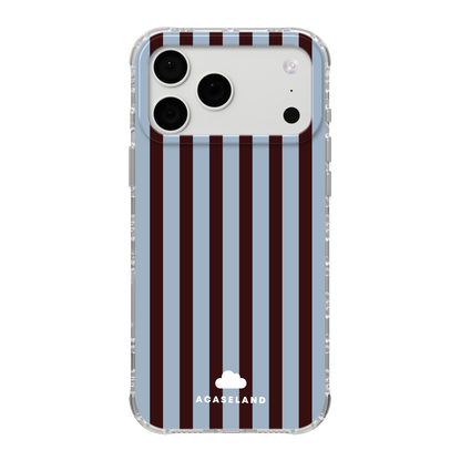 Vintage Stripes 霧藍×深焦糖棕 氣墊防摔手機護殼｜MagSafe 兼容