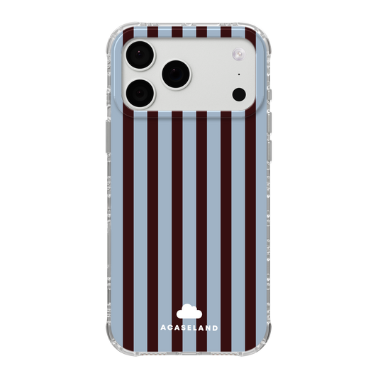 Vintage Stripes 霧藍×深焦糖棕 氣墊防摔手機護殼｜MagSafe 兼容