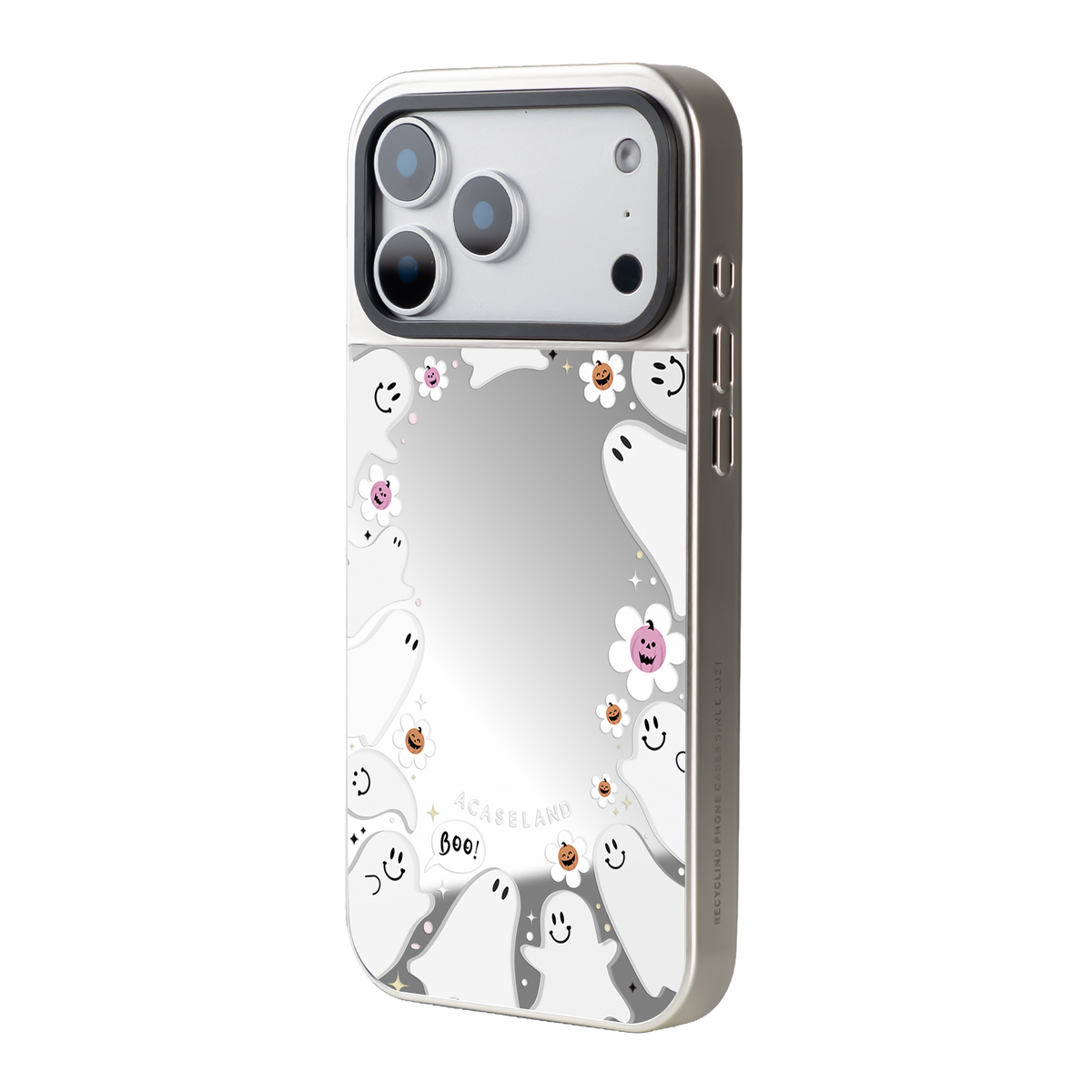 Ghost Party 銀邊鏡面手機殼｜MagSafe 兼容