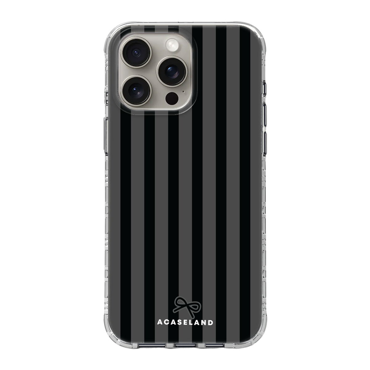 Vintage Stripes 霧灰×暗黑 氣墊防摔手機護殼｜MagSafe 兼容