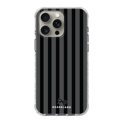 Vintage Stripes 霧灰×暗黑 氣墊防摔手機護殼｜MagSafe 兼容