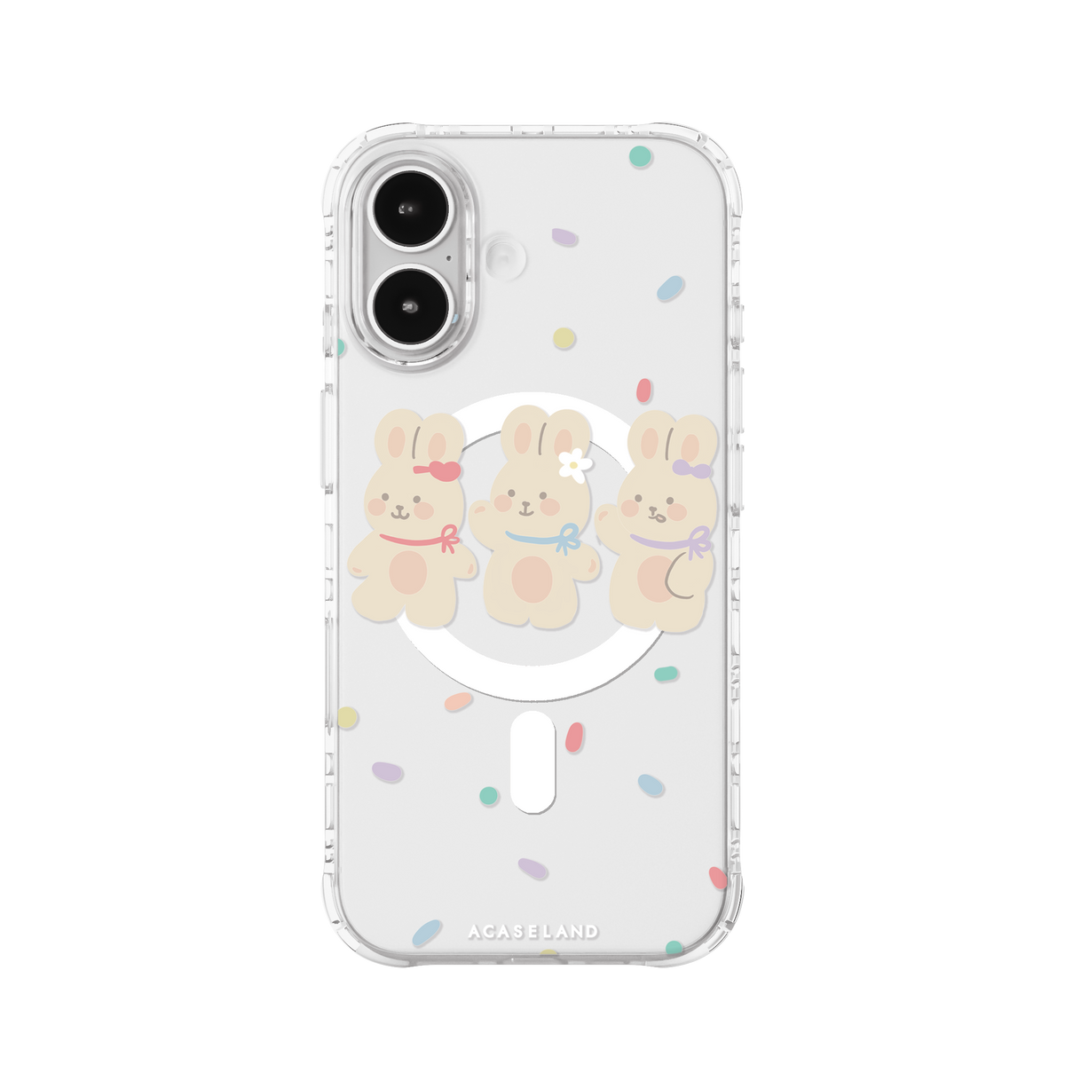 Three Bunny Pals 氣墊防摔手機護殻｜MagSafe 兼容｜客製化文字