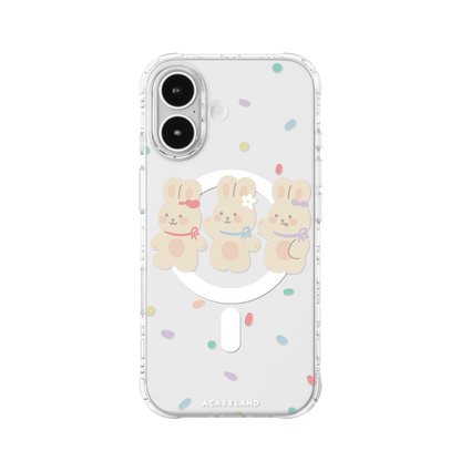 Three Bunny Pals 氣墊防摔手機護殻｜MagSafe 兼容｜客製化文字