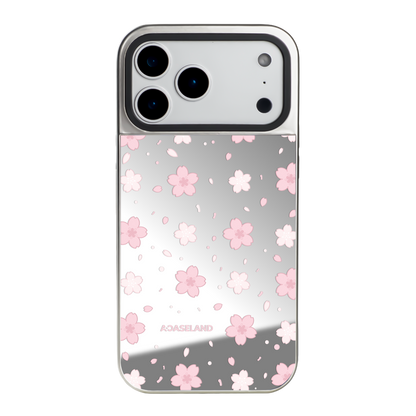 櫻花 Sakura Ver.2 銀邊鏡面手機殼｜MagSafe 兼容｜客製化文字