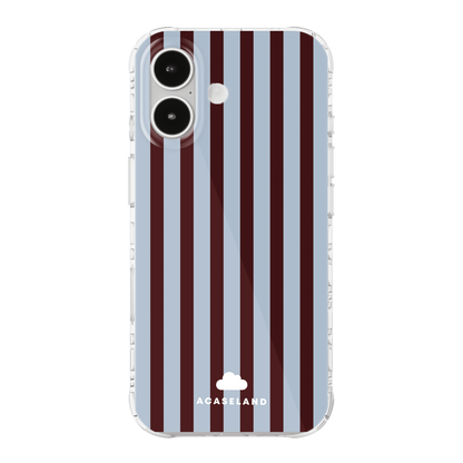 Vintage Stripes 霧藍×深焦糖棕 氣墊防摔手機護殼｜MagSafe 兼容