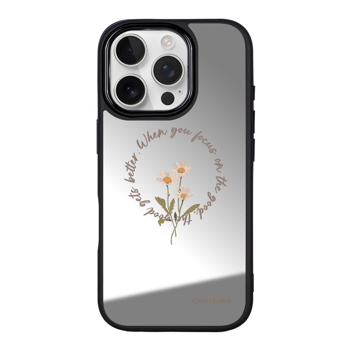 復古小花環 黑色邊鏡面手機殼2.0｜MagSafe 兼容