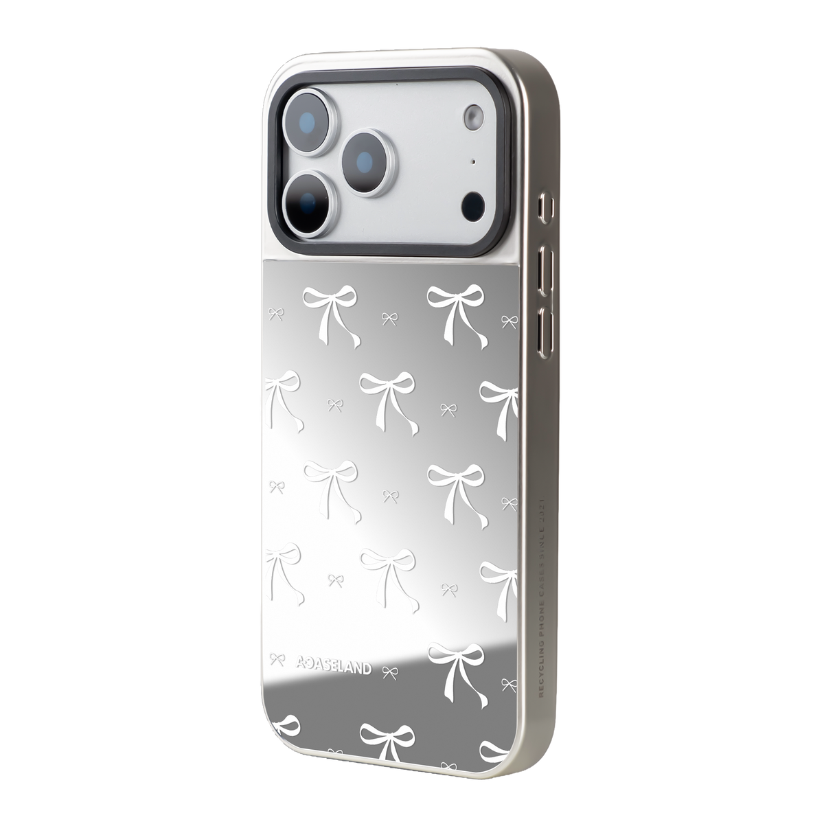 蝴蝶結 White Ver. 銀邊鏡面手機殼｜MagSafe 兼容