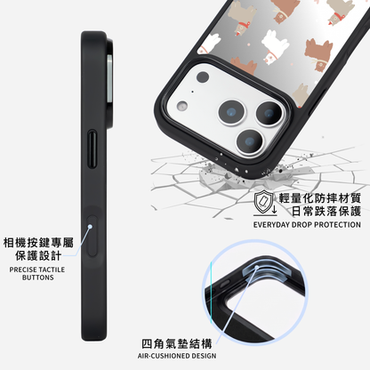 毛絨絨羊駝 黑邊鏡面手機殼2.0
